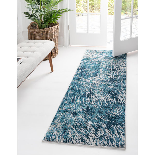 17 Stories Hartsville Machine Woven / Power Loomed Performance Blue Rug